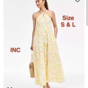 INC International Concepts Women's Yellow Patterned Maxi Dress